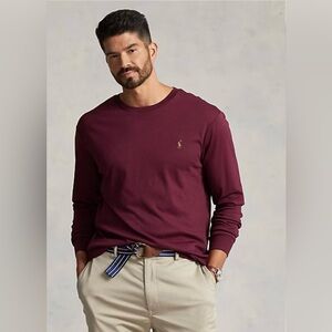 Polo Ralph Lauren Soft Cotton Long-Sleeve Burgundy T-Shirt Size Large Tall